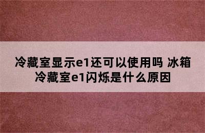 冷藏室显示e1还可以使用吗 冰箱冷藏室e1闪烁是什么原因